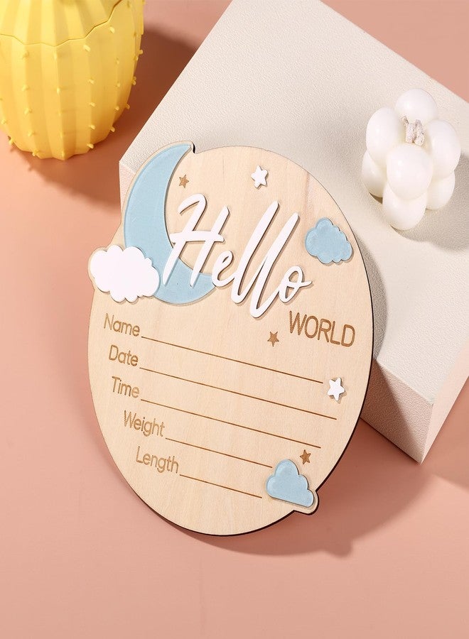 Penitue Baby Announcement Sign, 15cm/5.91in Wooden Hello World Newborn Welcome Sign Birth Baby Name Plaques for Hospital Nursery & Child Room - Image 3
